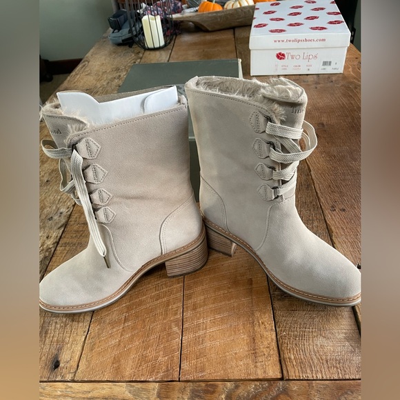 Timberland Sienna Taupe Leather Waterproof  combat boots 7.5 - Picture 4 of 11